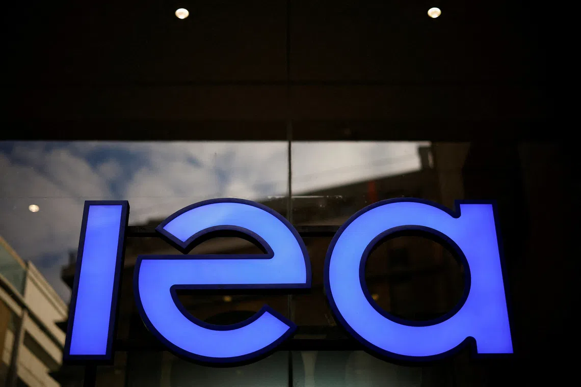 FILE PHOTO: A view of the logo of the International Energy Agency in Paris, France, December 15, 2023. REUTERS/Sarah Meyssonnier/File Photo