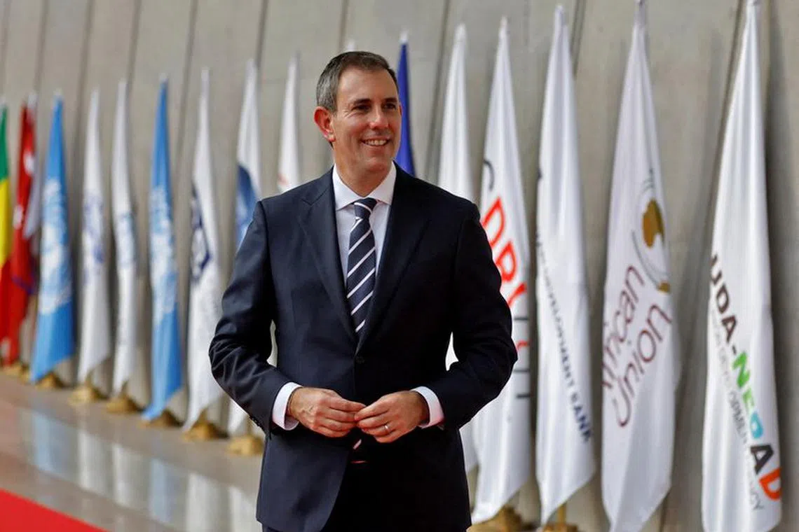 FILE PHOTO: Australian Treasurer Jim Chalmers poses for a photograph as he arrives to attend a G20 finance ministers' and Central Bank governors' meeting at Gandhinagar, India, July 18, 2023. REUTERS/Amit Dave/File Photo