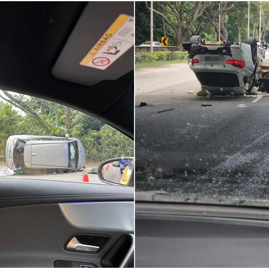 The accident involved two cars along the ECP towards Changi Airport at around 12.50pm on Feb 15.