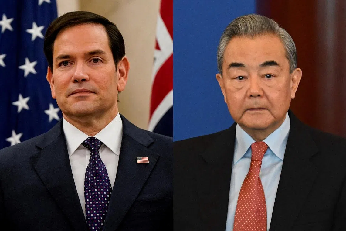 US Secretary of State Marco Rubio (left) spoke with Chinese Foreign Minister Wang Yi on Jan 24.
