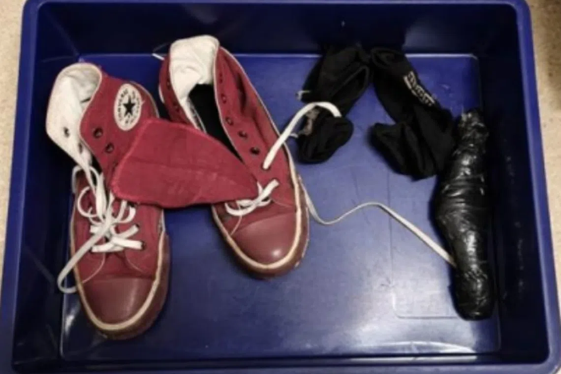 The knife was found hidden in one of Syaifudin Alfitroh’s right high-cut shoe.