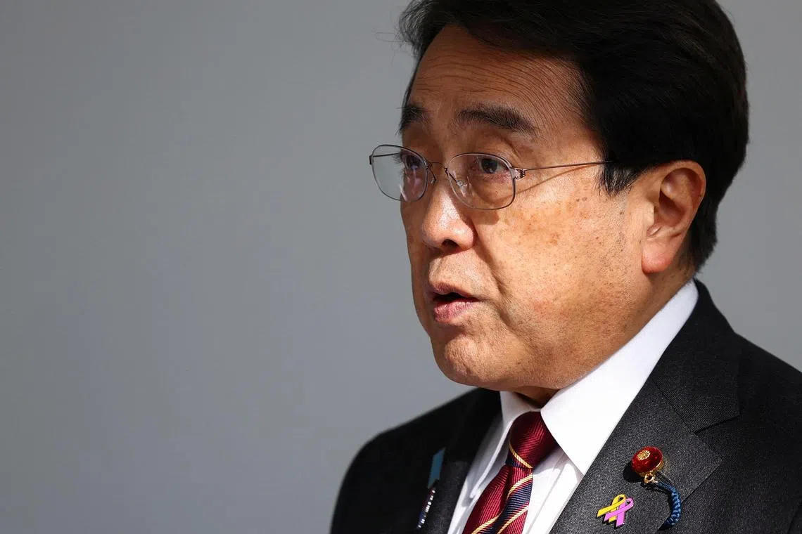 Japan's Economic Revitalization Minister Ryosei Akazawa speaks to the press a day after ministerial talks on tariffs on April 18.