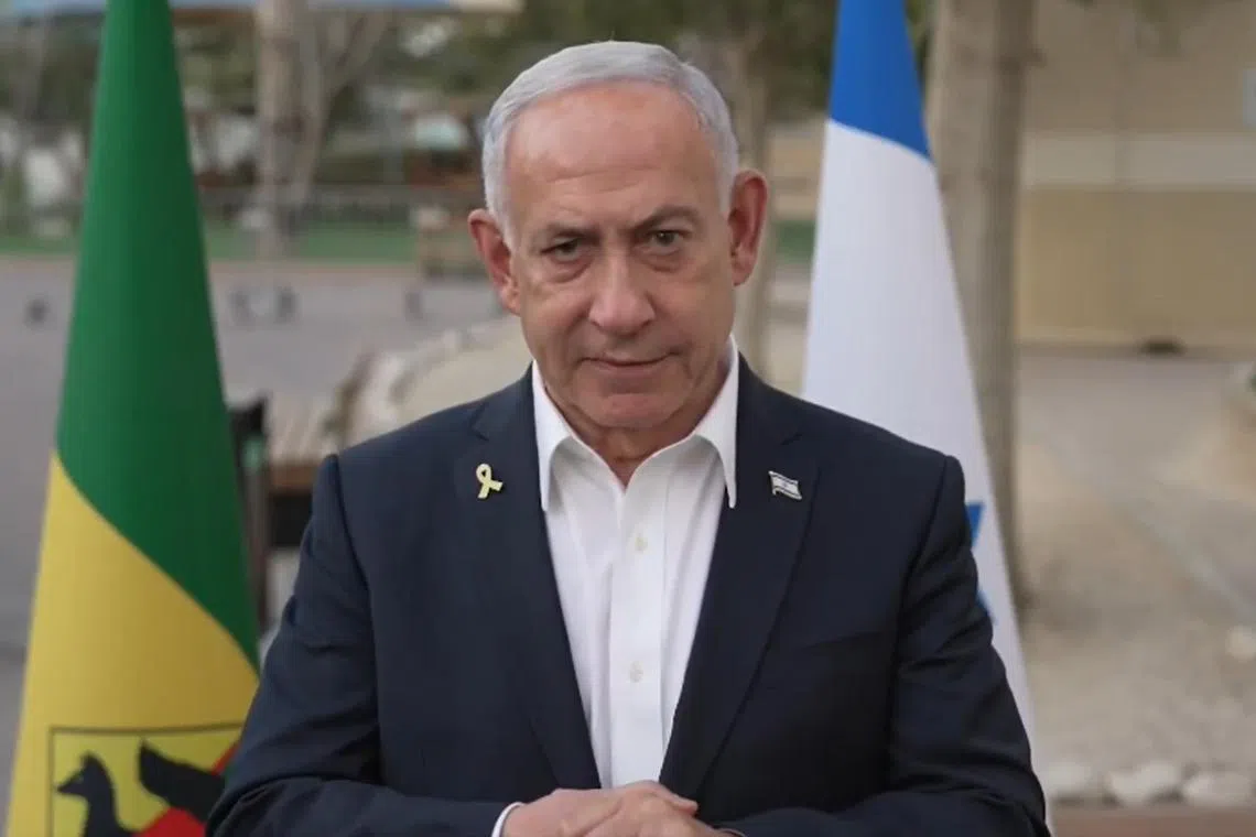Israeli Prime Minister Benjamin Netanyahu in a screenshot from the video posted to his official X account on Aug 21.