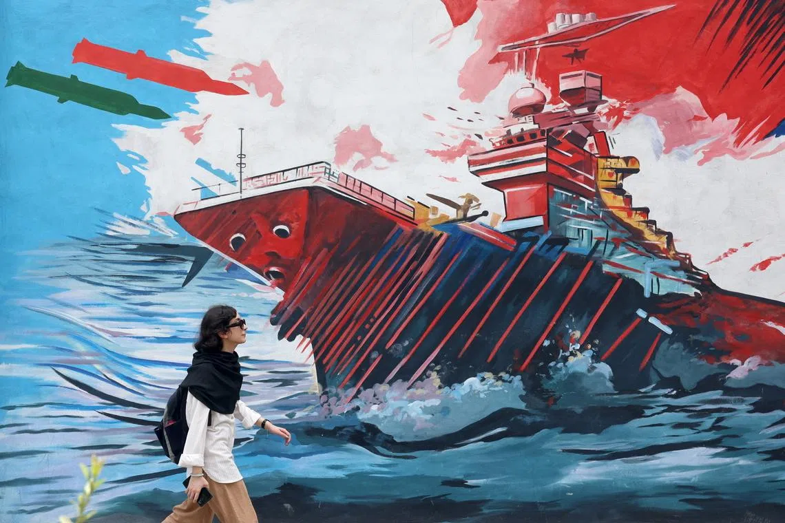 An anti-US graffiti on a street in Tehran, Iran, on July 20.