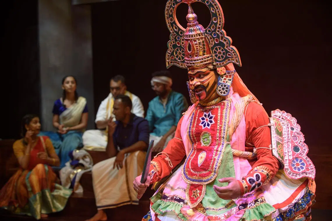 Theatremaker Karthikeyan Somasundaram plays his father Re Sommasundram, the late Singaporean media veteran, in Agam Theatre Lab's restaging of Re Somma in March 2024.
