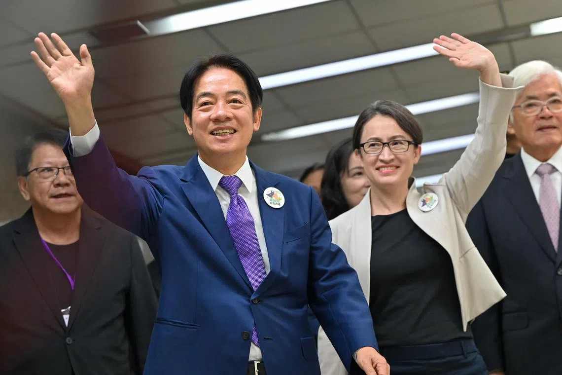 Taiwanese Vice-President Lai Ching-te and Ms Hsiao Bi-khim, his running mate for January’s presidential election.
