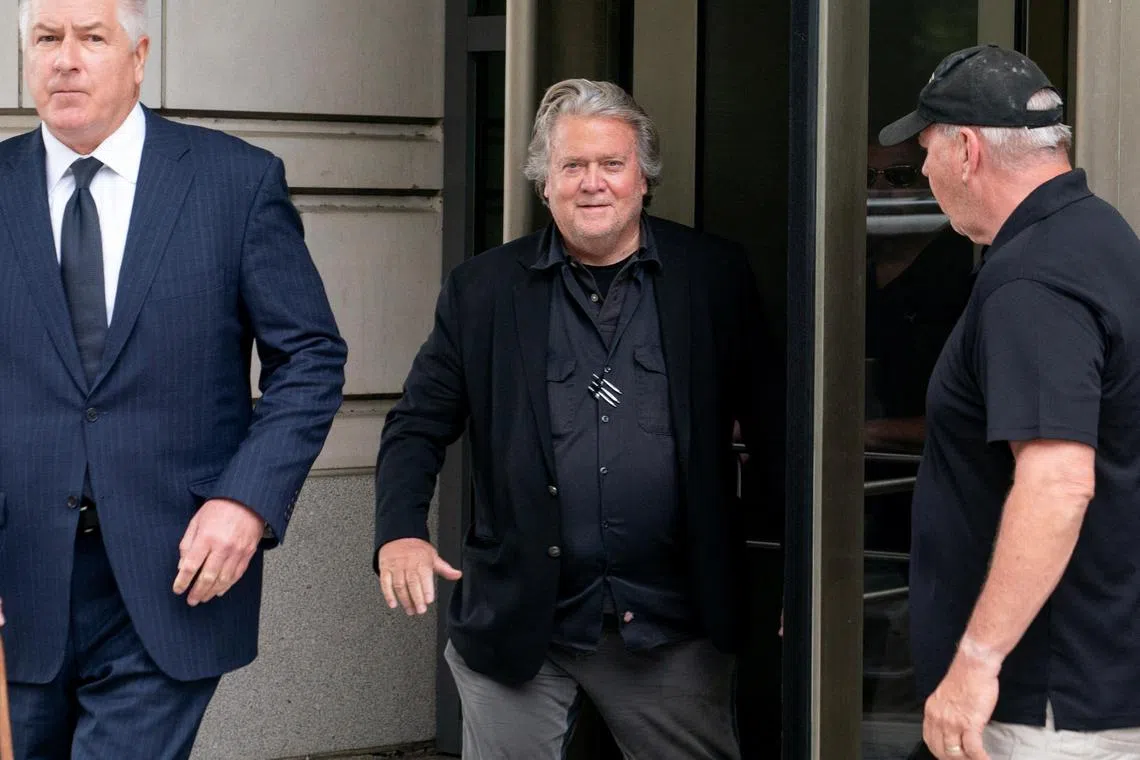 Former White House chief strategist Steve Bannon leaving court after his hearing on June 6.