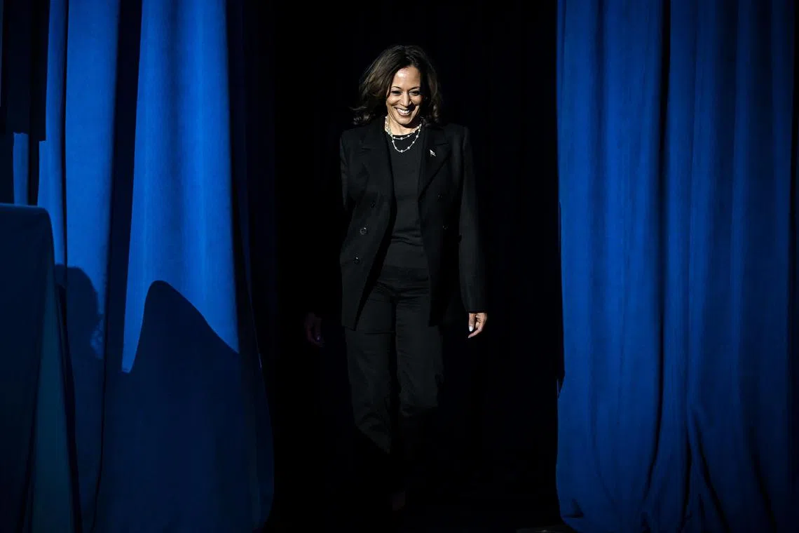 Vice President Kamala Harris, the Democratic presidential nominee, takes the stage during a campaign rally in Erie, Pa., on Monday, Oct. 14, 2024. The vice president will take questions from Bret Baier in a session to be broadcast at 6 p.m. She joins a long line of Democratic candidates and elected officials who have ventured into hostile television territory. (Kenny Holston/The New York Times)