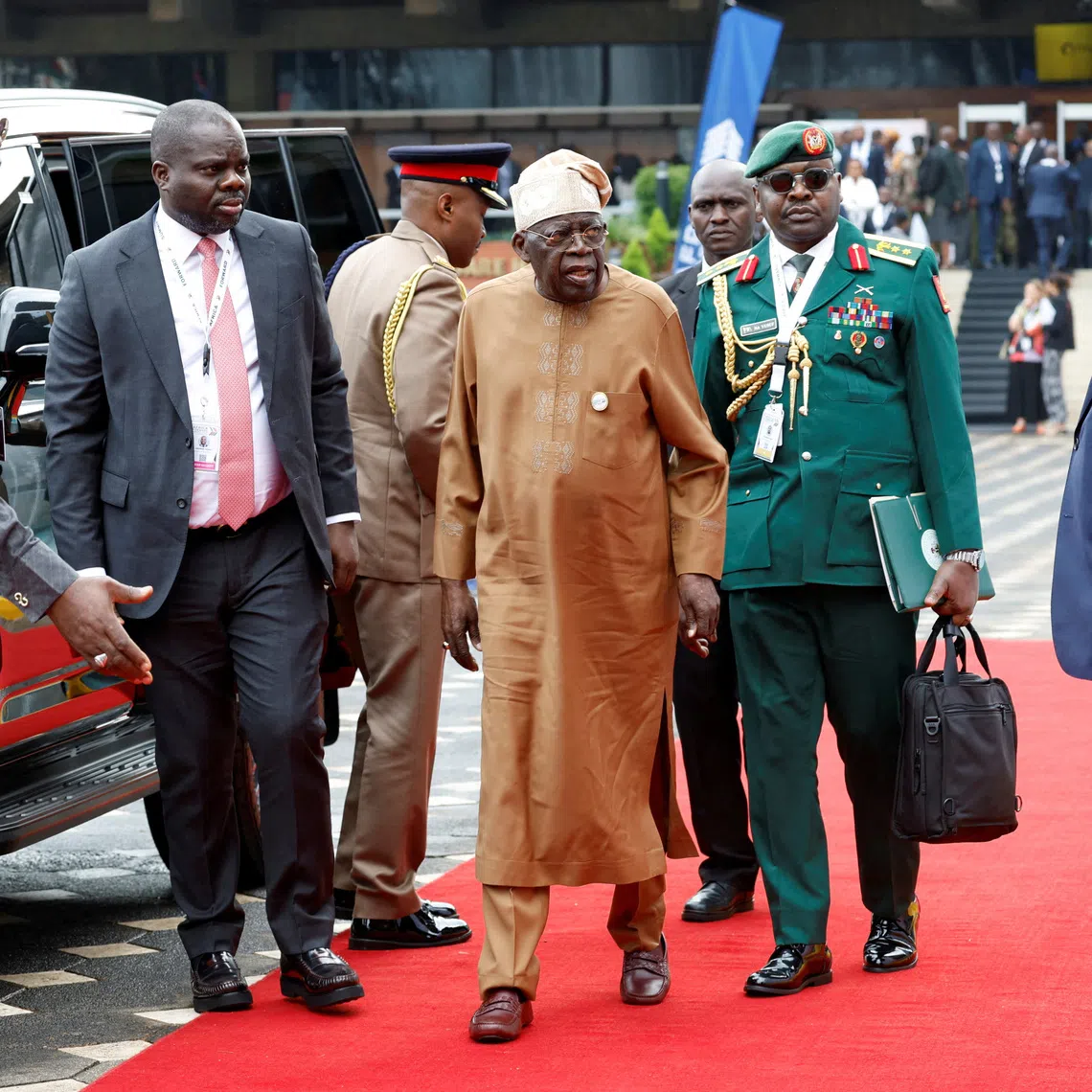 FILE PHOTO: Nigerian President Bola Tinubu arrives to attend the Africa Forward Summit 2026 at the Kenyatta International Convention Centre (KICC), in Nairobi, Kenya, May 12, 2026. REUTERS/Monicah Mwangi/File Photo
