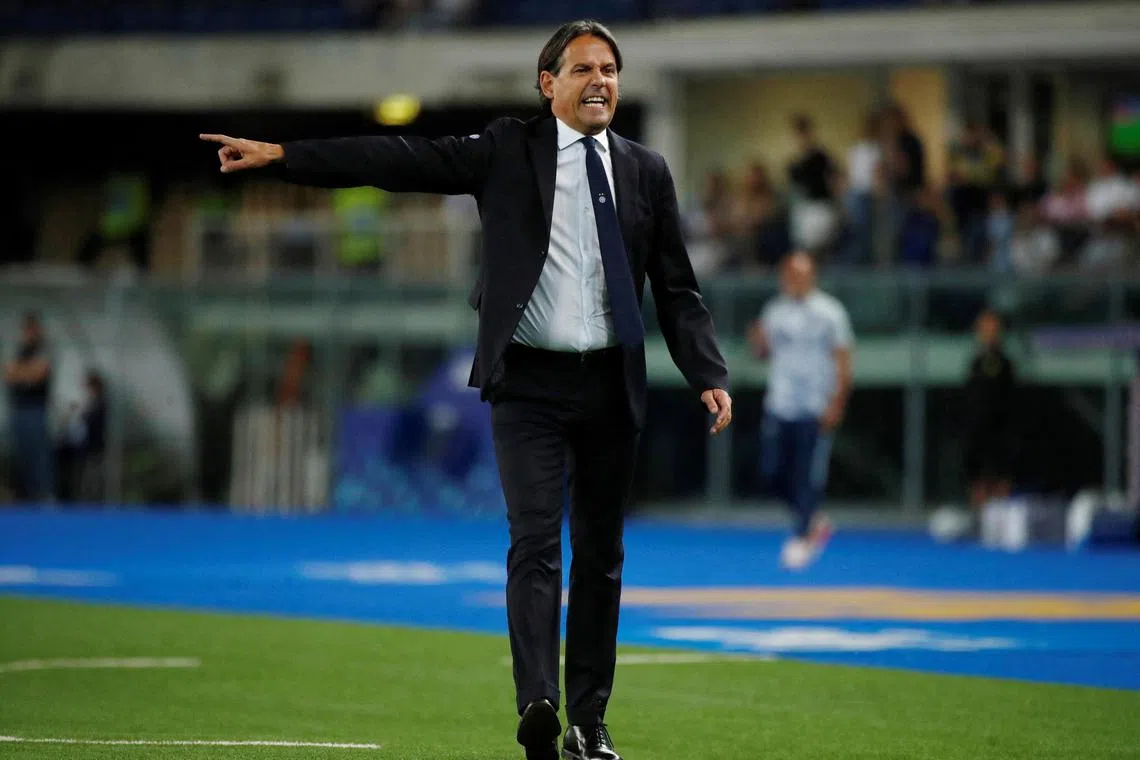 Inter Milan coach Simone Inzaghi during the Serie A game away to Hellas Verona at Stadio Marc'Antonio Bentegodi, Italy on May 26, 2024.
