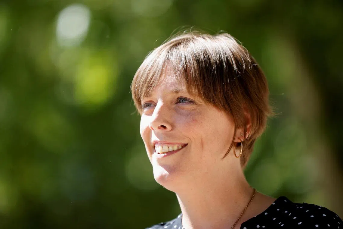 FILE PHOTO: British MP Jess Phillips looks on as she joins a group of women's rights activists in delivering a letter to Downing Street, in London, Britain, June 9, 2021. REUTERS/John Sibley/File Photo