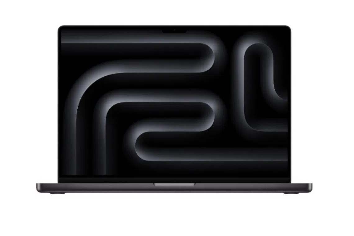 The new MacBook Pro 16” in Space Black. The new computers and the M3, M3 Pro and M3 Max chips were unveiled at an online event. 