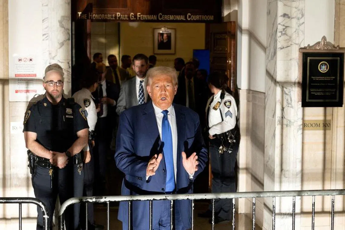 Former U.S. President Donald Trump attends the Trump Organization civil fraud trial, in New York State Supreme Court in the Manhattan borough of New York City, U.S., October 25, 2023. REUTERS/Jeenah Moon/File Photo