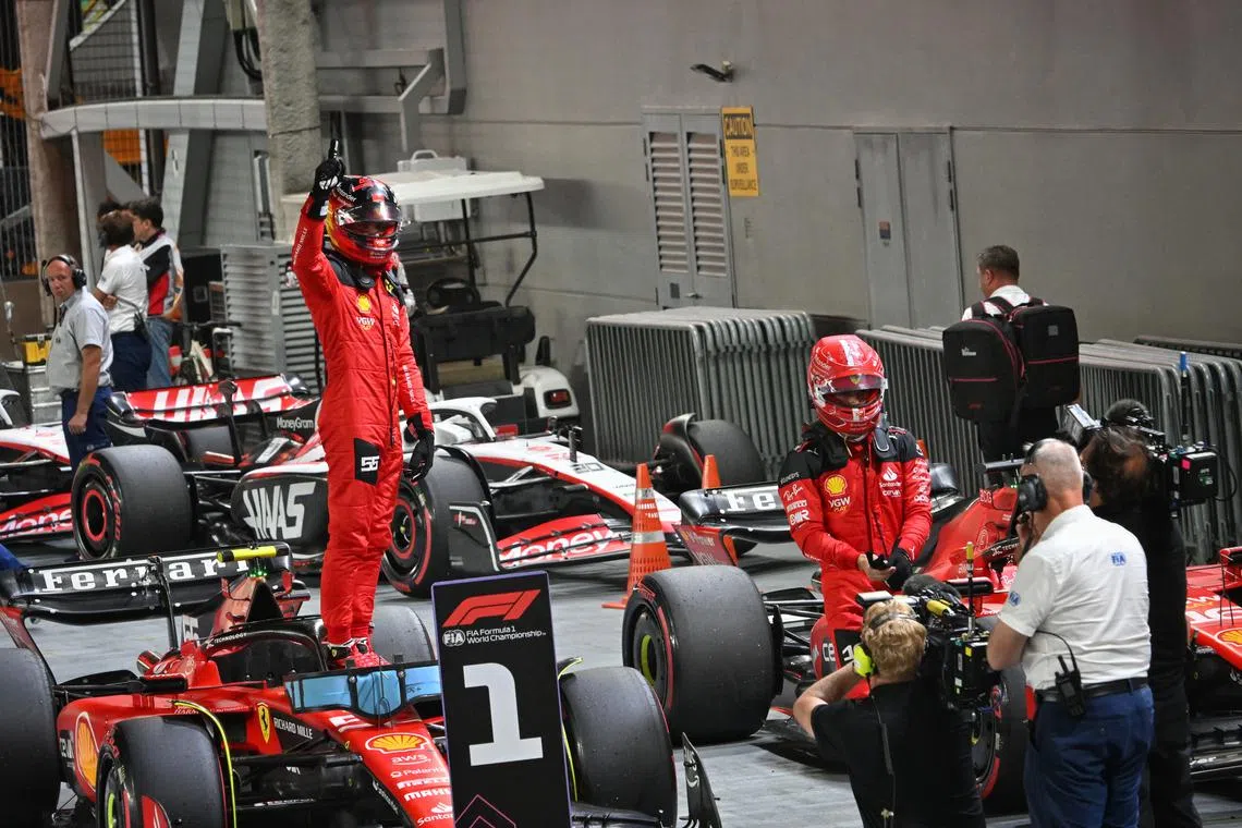 Carlos Sainz will start on pole for the Singapore Grand Prix on Sept 17.