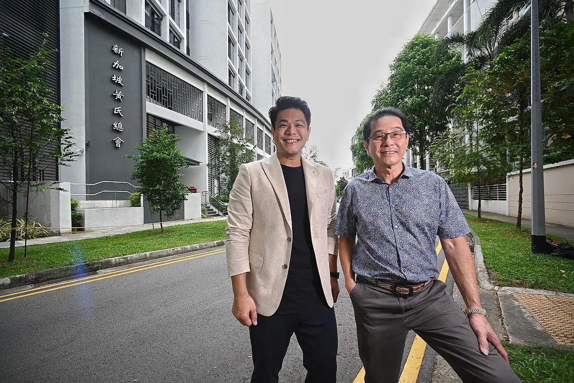 Mr Stanley Ng (left), secretary-general of the Huang Clan Association’s youth committee, and his father, Mr Ng Poh Wah, the clan’s former chairman.