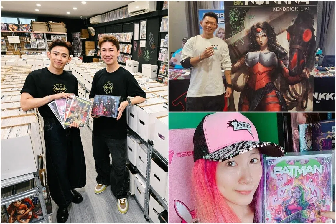 (From left) Comic Grail Vault's co-founders Bryan Ku and Randolph Tan, local artist Kendrick Lim and Singapore-based Thai artist Rachta Lin.