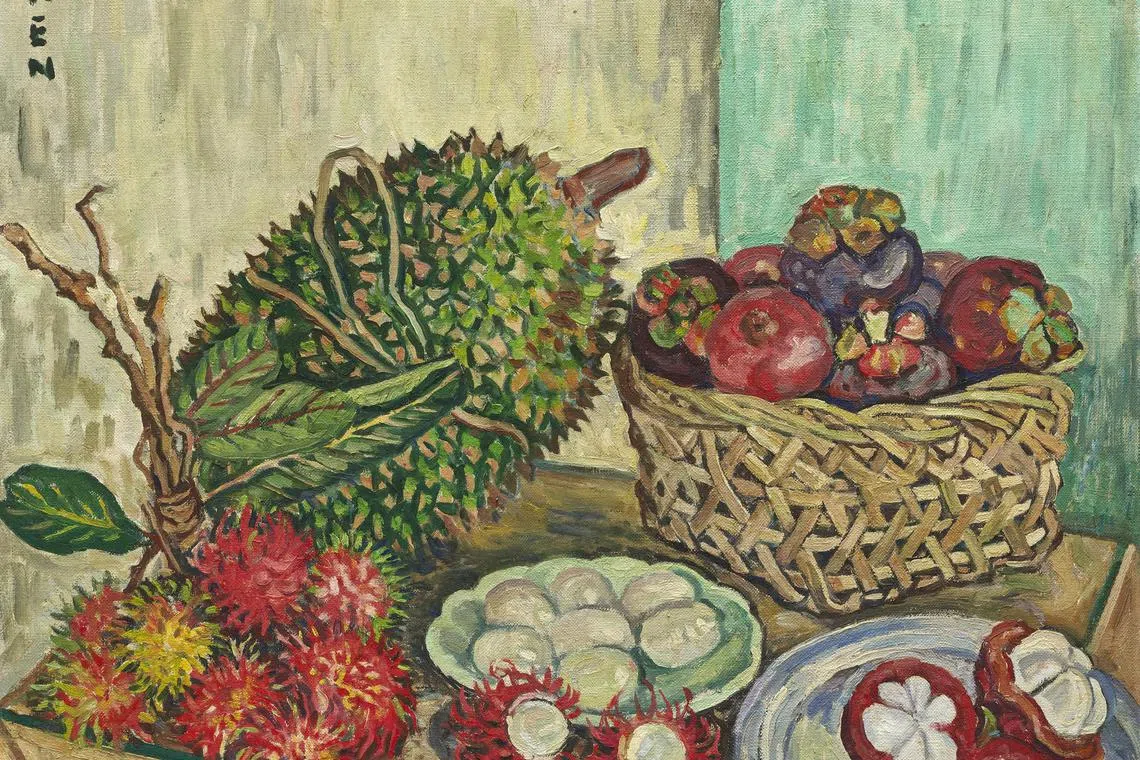 Georgette Chen's Still Life With Big Durian (c. 1965) is currently the most expensive painting by a pioneer artist in Singapore to sell at auction. 