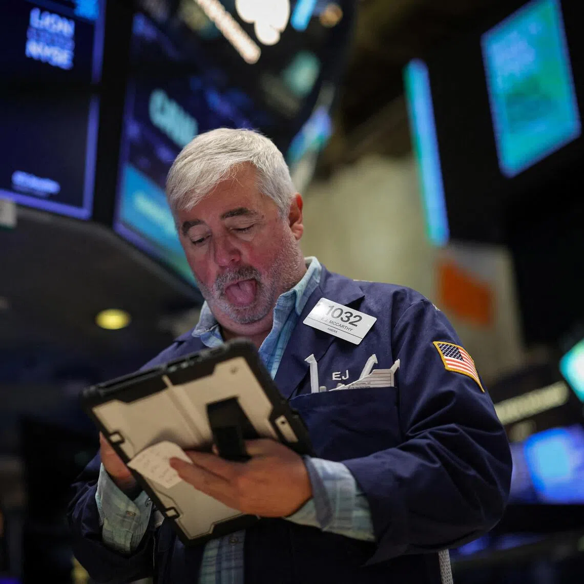 A trader working on the floor at the New York Stock Exchange, in New York City, on Dec 5.