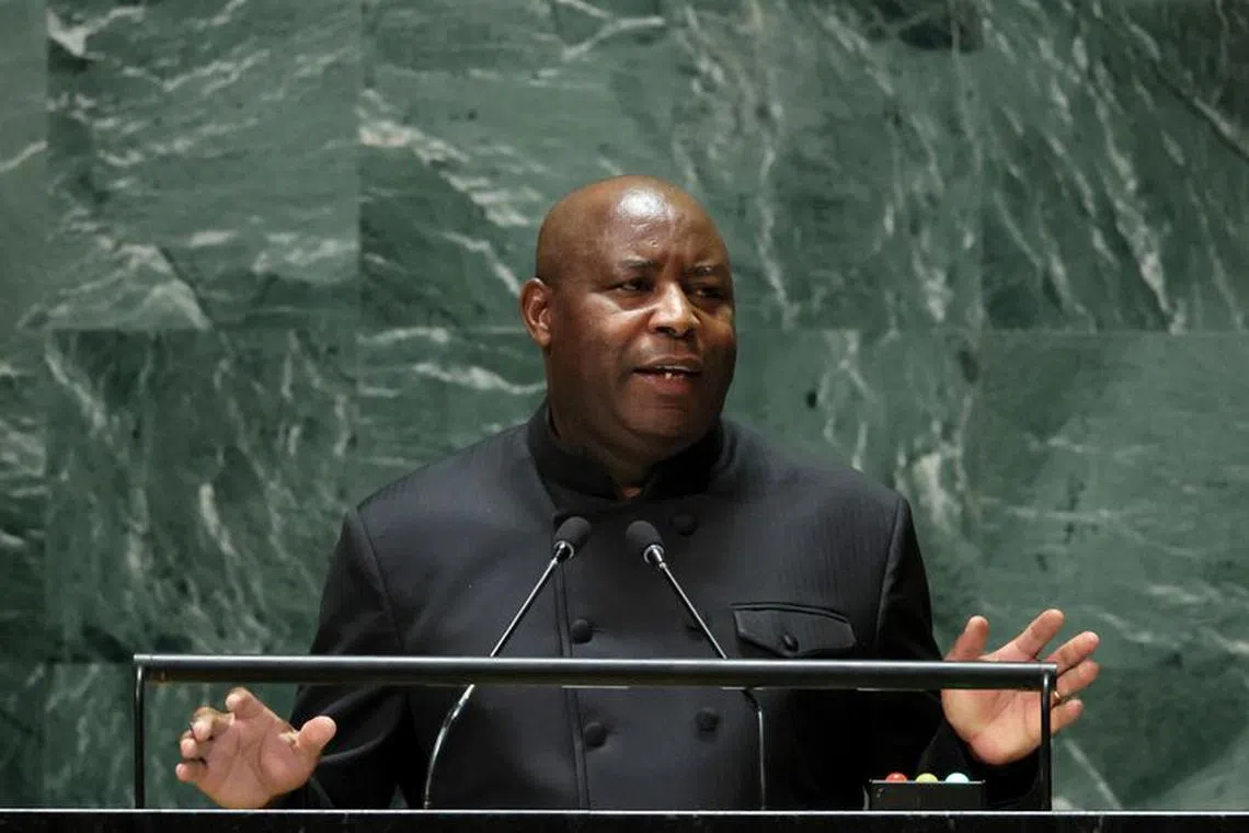 Burundi President Evariste Ndayishimiye addresses the 78th Session of the U.N. General Assembly in New York City, U.S., September 21, 2023. REUTERS/Brendan McDermid