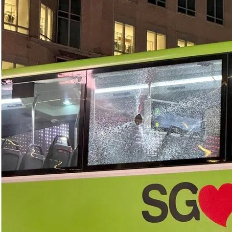 Quztaza Kamarudin's alleged act in Orchard Road on July 5 left a hole in the window of the SMRT service 190 bus and caused injury to a passenger.