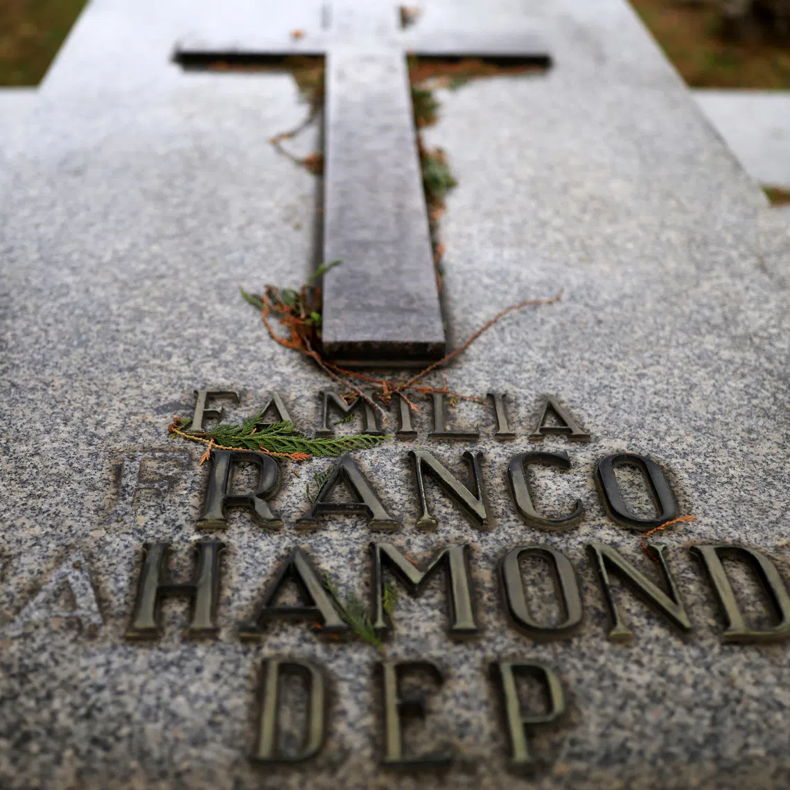 A family grave stone of former Spanish dictator Francisco Franco's family is pictured inside Catabois cemetery, in the city where Franco was born, in Ferrol, Spain, November 11, 2025. Ferrol preserves the birthplace and tomb of the dictator Francisco Franco's Franco Bahamonde family. REUTERS/Nacho Doce