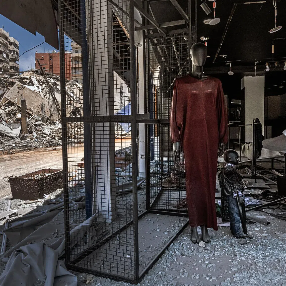 A destroyed retail store in Tyre, Lebanon, on June 2. Fighting persisted in Lebanon on June 4 despite the declaration of a ceasefire between Israel and the country.