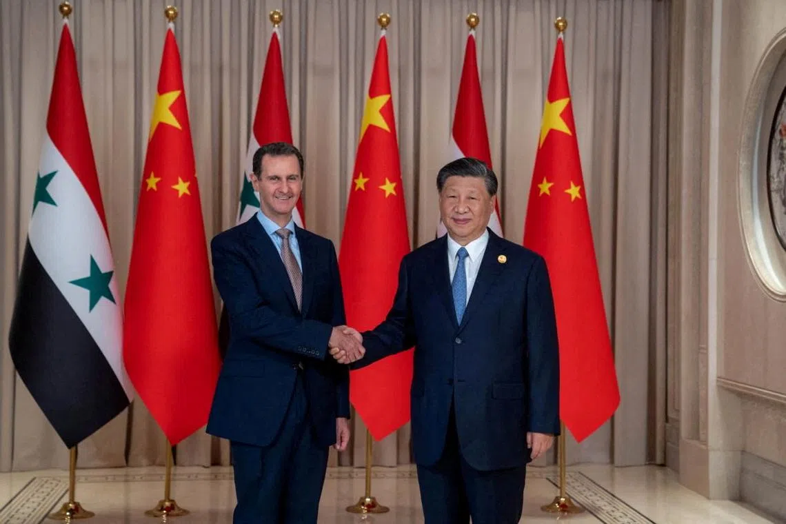 Syrian President Bashar al-Assad meeting Chinese President Xi Jinping during his visit to Hangzhou in September 2023.