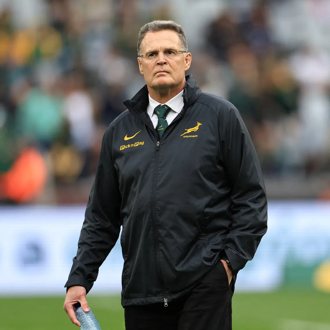 FILE PHOTO: South Africa head coach Rassie Erasmus on the pitch before a match REUTERS/Esa Alexander/File Photo