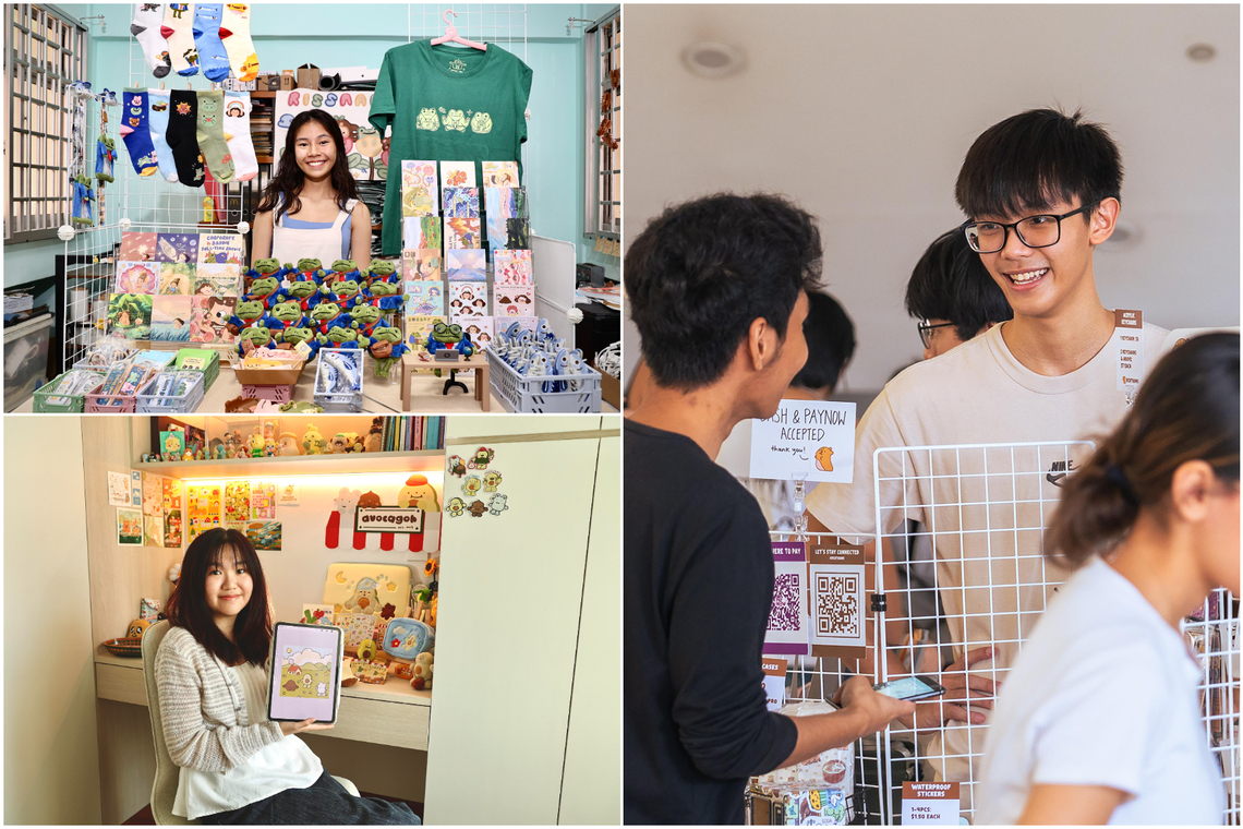 (Clockwise from top left) Illustrators Arissa Rashid, Dylan Chia and Sarah Goh.