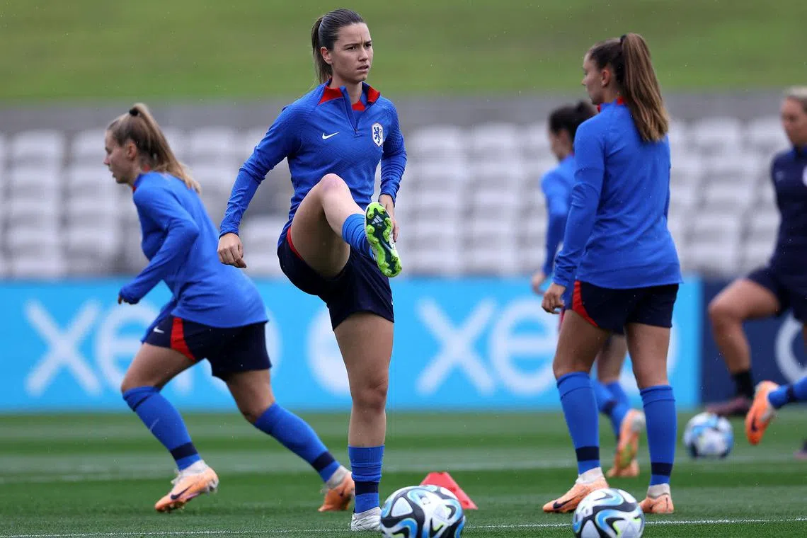 Netherlands midfielder Damaris Egurrola takes part in a training session at Jubilee Stadium in Sydney.