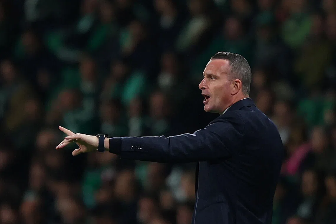 FILE PHOTO: Soccer Football - UEFA Champions League - Sporting CP v Club Brugge - Estadio Jose Alvalade, Lisbon, Portugal - November 26, 2025 Club Brugge coach Nicky Hayen reacts REUTERS/Pedro Nunes/File Photo