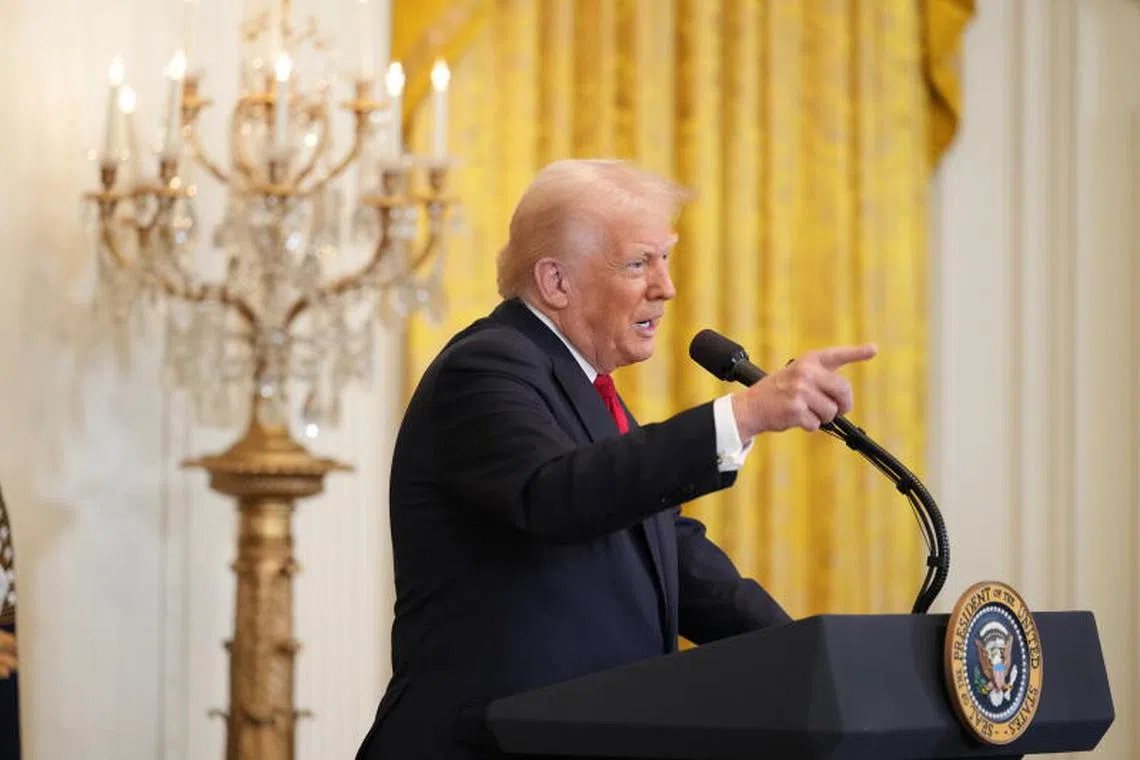 President Donald Trump speaks at an event to mark WomenÕs History Month at the White House on Wednesday, March 26, 2025. Iran announced on March 27 it had responded to a letter from Trump in which the American president had urged direct negotiations with the government in Tehran on a deal to curb the countryÕs advancing nuclear program. (Doug Mills/The New York Times)