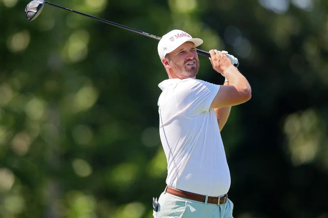 Wyndham Clark teeing off on the eighth hole during the second round of the BMW Championship on Aug 21.