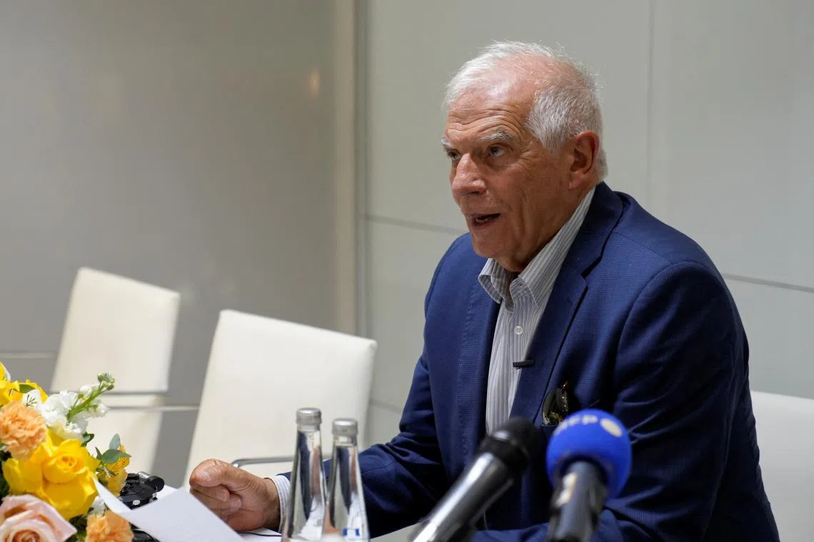 FILE PHOTO: European Union foreign policy chief Josep Borrell speaks during a press conference in Dubai, United Arab Emirates, September 17, 2024. REUTERS/Nabila Eltigi/File photo