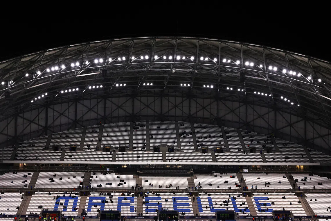 Soccer Football - UEFA Champions League - Olympique de Marseille v Newcastle United - Orange Velodrome, Marseille, France - November 25, 2025  General view inside the stadium before the match REUTERS/Manon Cruz
