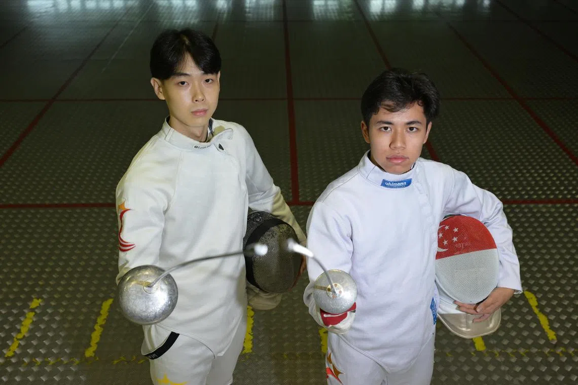 (From left) National fencers Si To Jian Tong (men's epee) and Samuel Robson (men's foil) are among five Singaporeans hoping to secure an Olympic berth at the April 28-28 Asian Olympic Qualification Tournament.