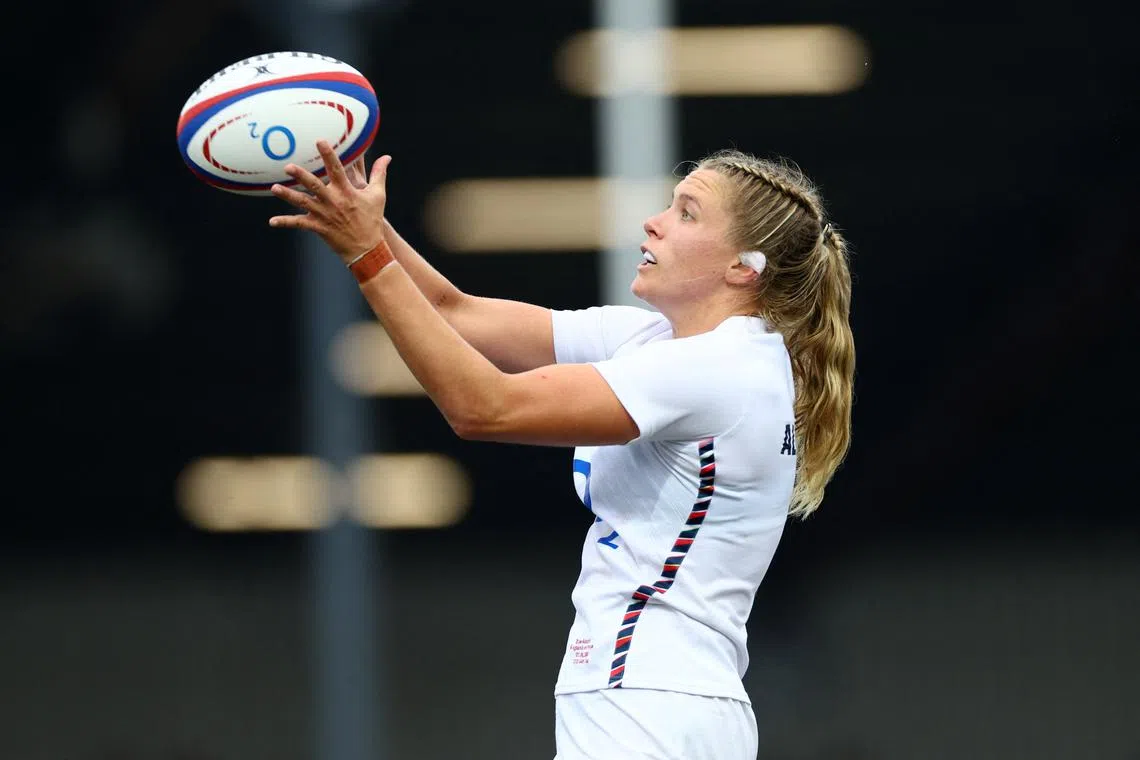 FILE PHOTO: Rugby Union - Women's International - England v France - Kingsholm Stadium, Gloucester, Britain - September 7, 2024 England's Zoe Aldcroft in action Action Images via Reuters/Andrew Boyers/File Photo
