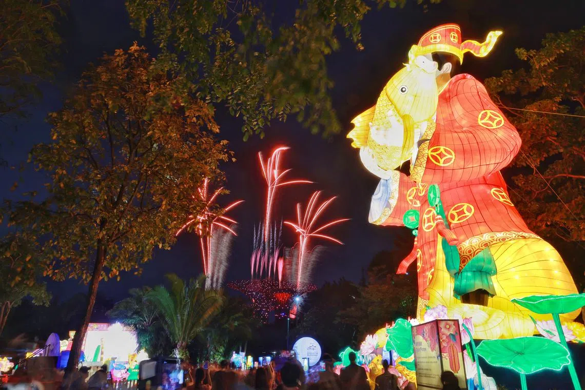 Fireworks during the River Hongbao 2023 at Gardens by the Bay on Jan 20, 2023.