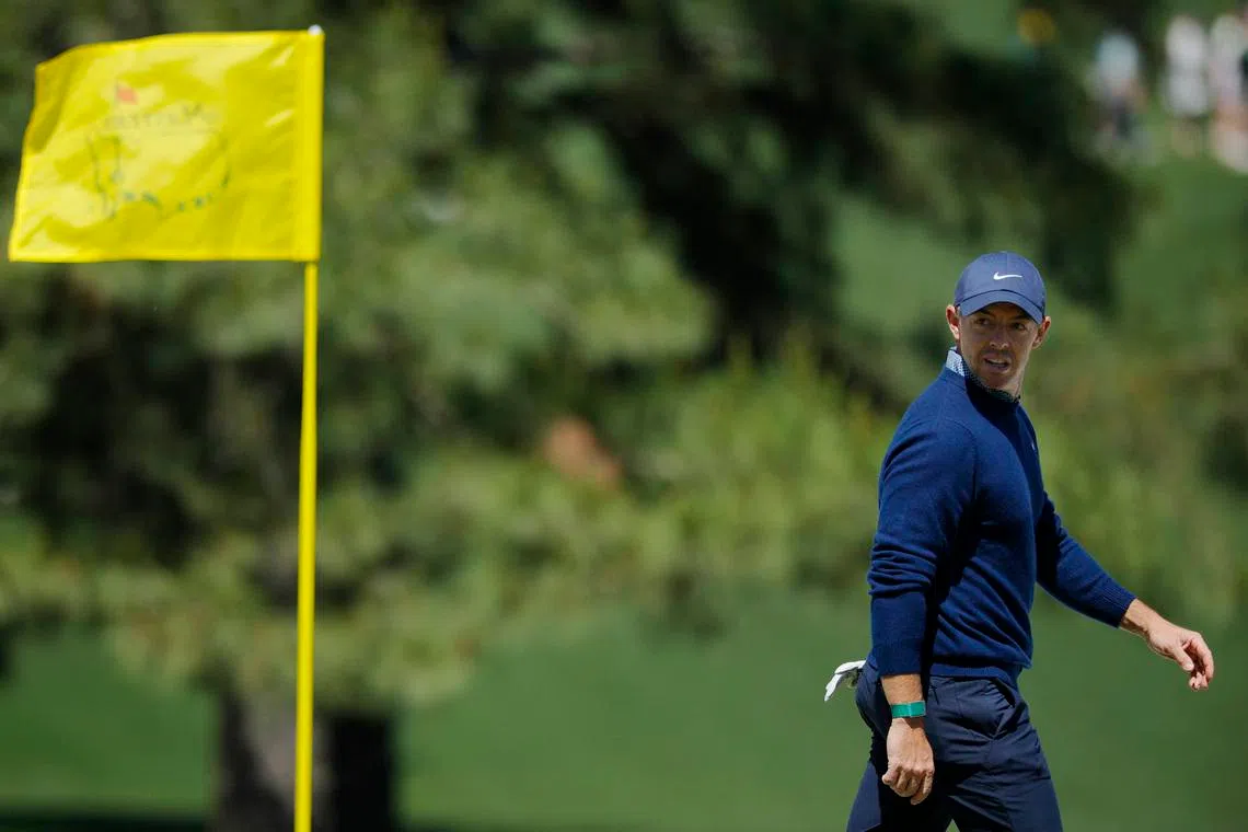 Golf - The Masters - Augusta National Golf Club, Augusta, Georgia, U.S. - April 9, 2026  Northern Ireland's Rory McIlroy on the 7th hole during the first round REUTERS/Mike Blake