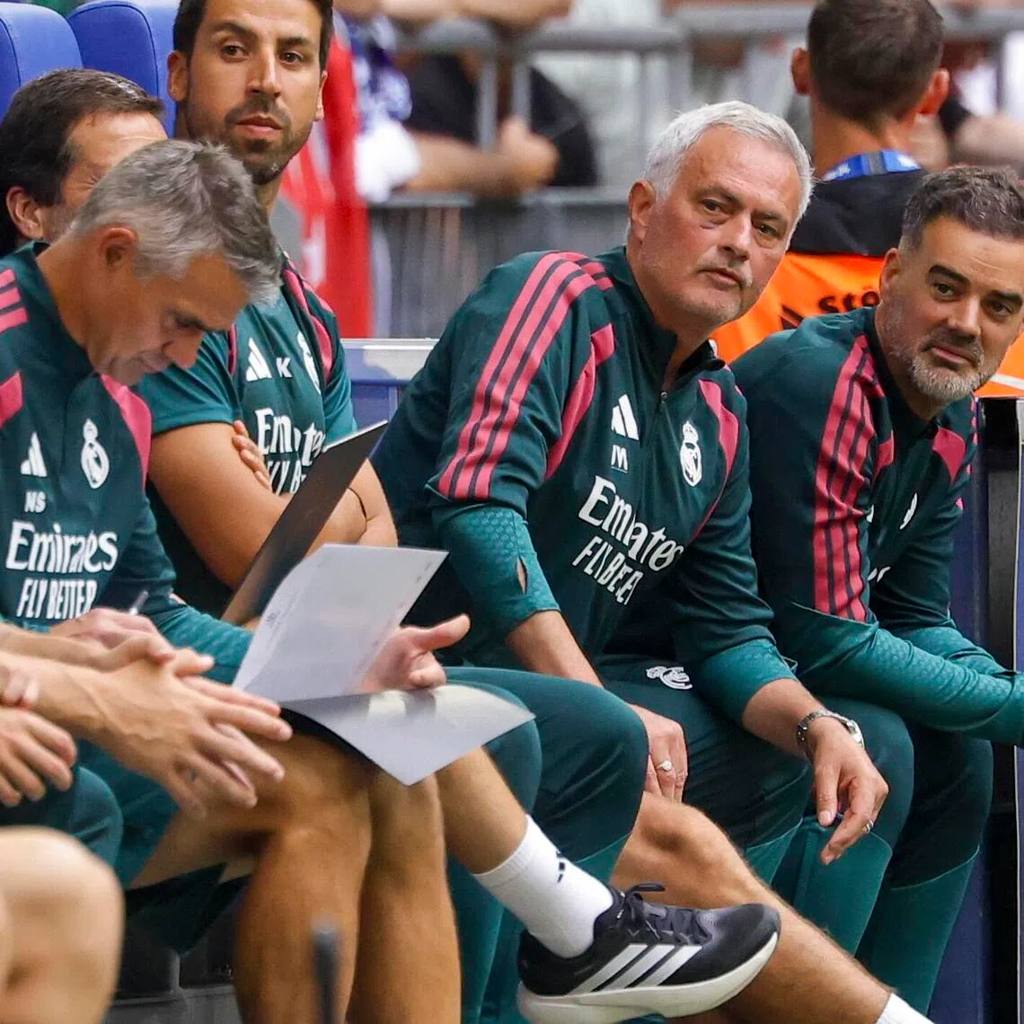Real Madrid coach Jose Mourinho (centre) is aiming to restore some of the intensity and attitude that defined his first Real reign.