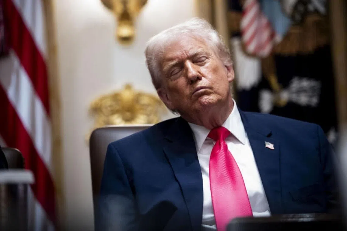 US President Donald Trump appeared to be fighting sleep during a cabinet meeting in December, closing his eyes and at times seeming to nod off.