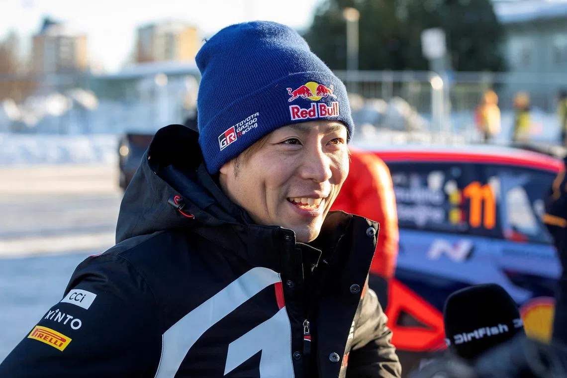 FILE PHOTO: Rallying - World Rally Championship - Rally Sweden 2023 - Umea, Sweden - February 10, 2023 Takamoto Katsuta of Toyota Gazoo Racing WRT Micke Fransson/TT News Agency via REUTERS/File Photo