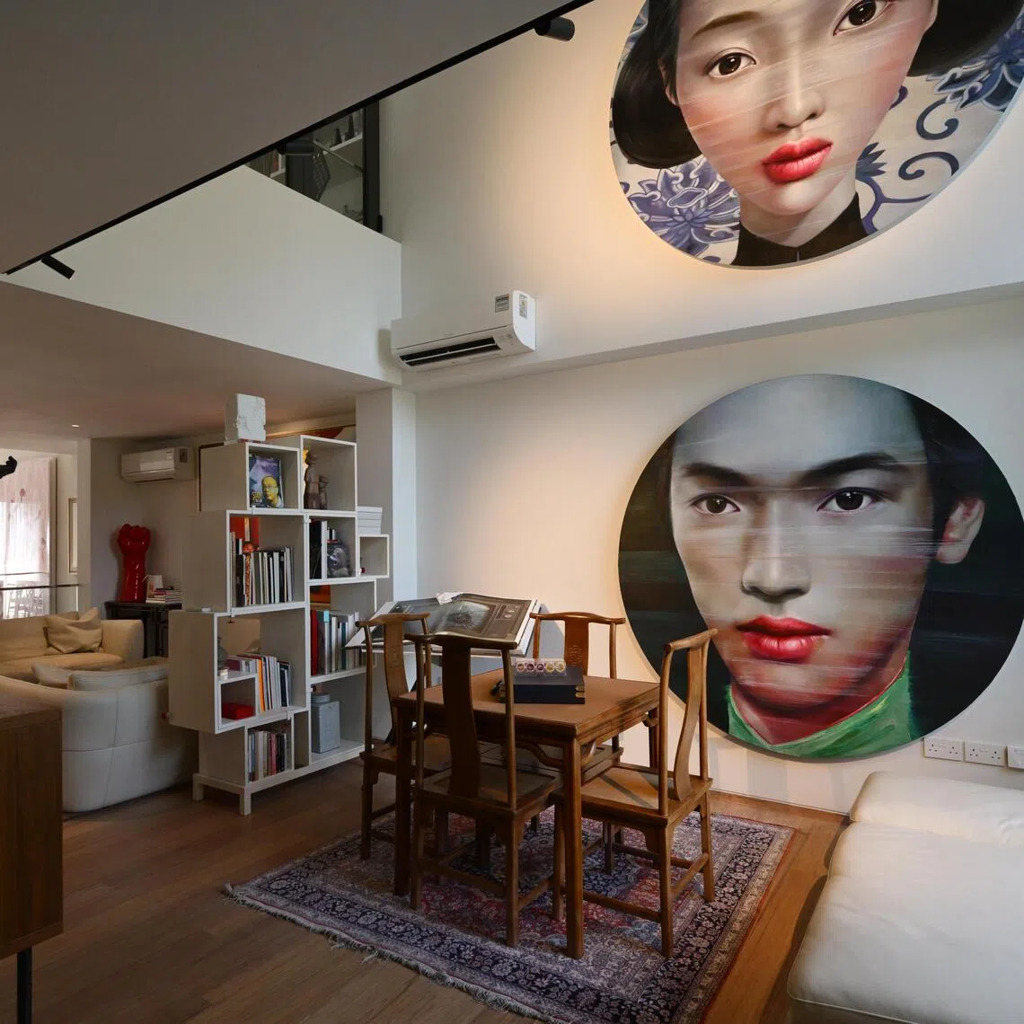 Art-filled interior of the "Grey Brick Vault House", recently finished by Genome Architects for the Lim family who resided in Beijing, China, for 20 years.