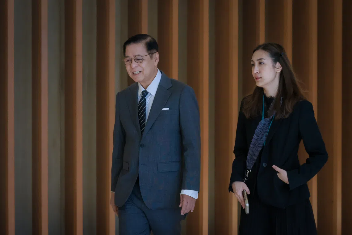 Thai Foreign Minister Sihasak Phuangketkeow (left) arrives for the first meeting of the Conciliation Commission established under the United Nations Convention on the Law of the Sea at Capella Singapore on Sept 15.
