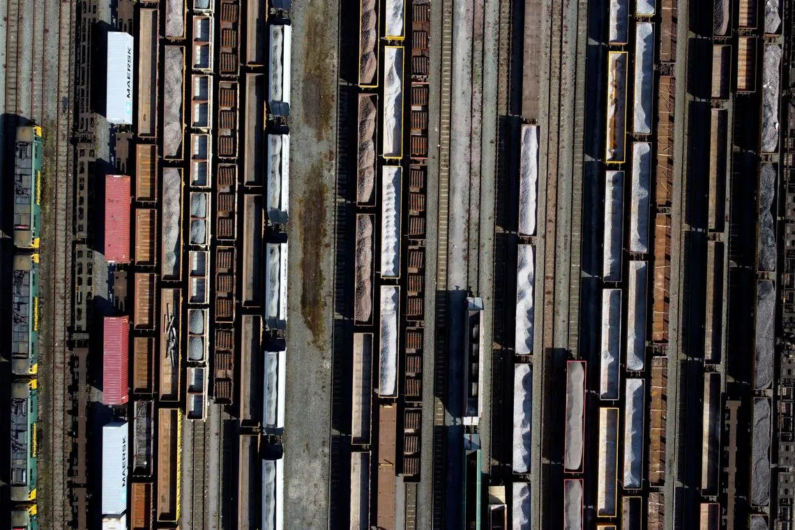 A view shows parked trains in Basford Hall Yard, Crewe, Cheshire, Britain, June 21, 2022.  Picture taken with a drone.  REUTERS/Carl Recine/File Photo