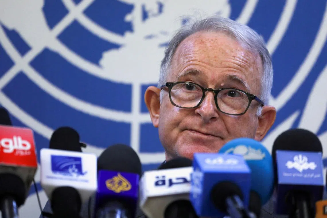FILE PHOTO: Special Rapporteur on the situation of human rights in Afghanistan, Richard Bennett, attends a news conference in Kabul, Afghanistan, May 26, 2022. REUTERS/Ali Khara/File Photo