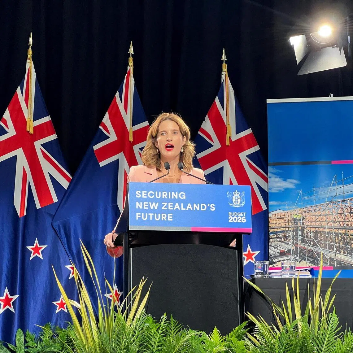 New Zealand’s Finance Minister Nicola Willis at the press conference on the federal budget in Wellington, on May 28.