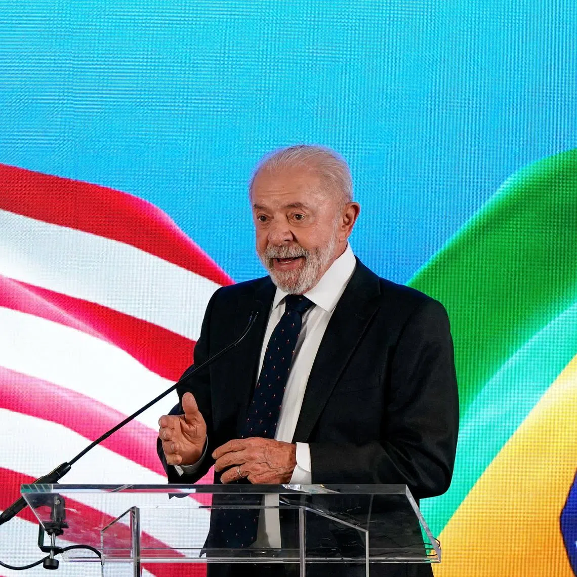 Brazilian President Luiz Inacio Lula da Silva speaks to reporters following his White House meeting with U.S. President Donald Trump, at the Brazilian Embassy in Washington, D.C., U.S., May 7, 2026. REUTERS/Elizabeth Frantz