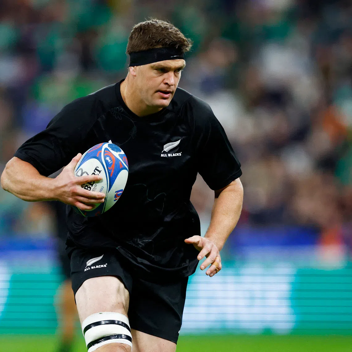 Rugby Union - Rugby World Cup 2023 - Quarter Final - Ireland v New Zealand - Stade de France, Saint-Denis, France - October 14, 2023 New Zealand's Scott Barrett during the warm up before the match REUTERS/Sarah Meyssonnier