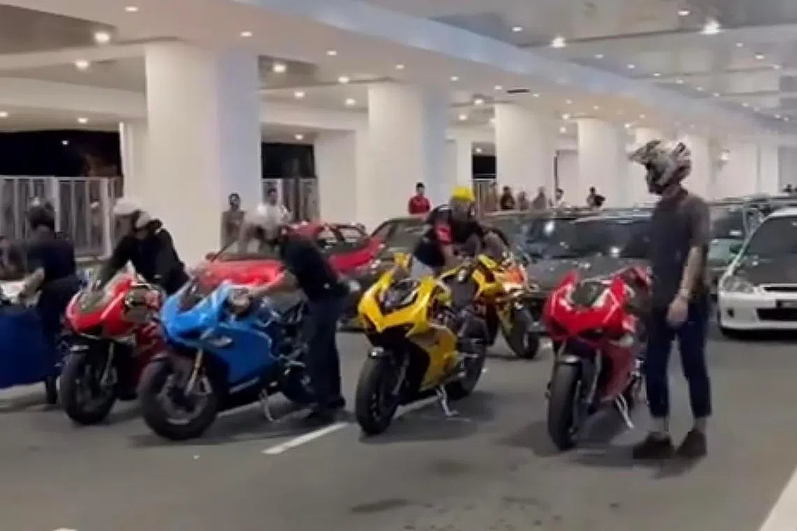 A photo shared on social media of the Sultan Ismail Petra Airport. The airport has attracted youths on modified motorcycles who use the drop-off area outside the departure hall for high-speed and drag races.